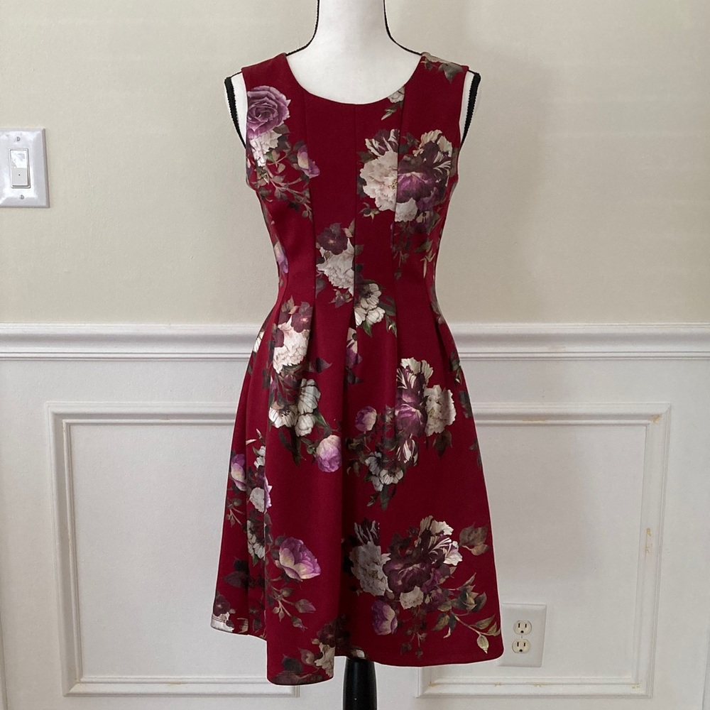 Enfocus Studio Burgundy Floral Midi Dress